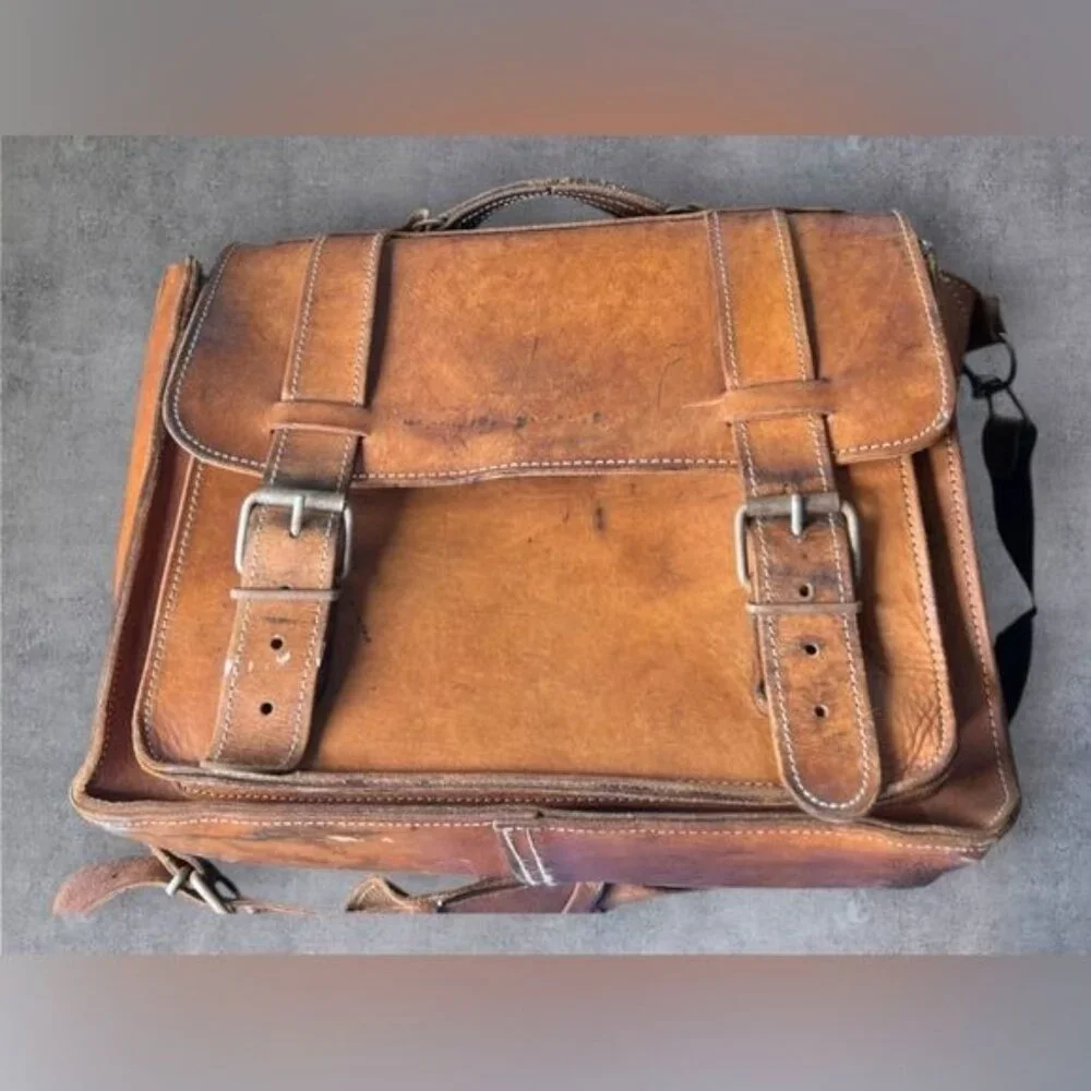 Vintage Leather Messenger Bag